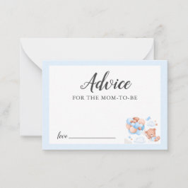 Advies voor Mama Blue Teddy Bear Baby shower Notitiekaartje