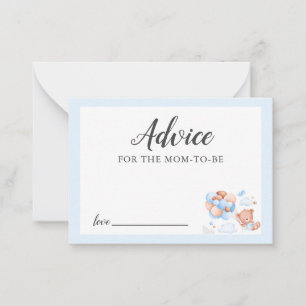 Advies voor Mama Blue Teddy Bear Baby shower Notitiekaartje