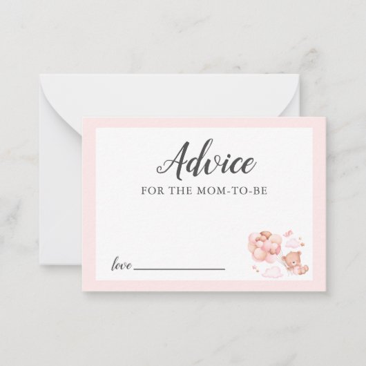 Advies voor Mama Pink Teddy Bear Baby shower Notitiekaartje (Voorkant)