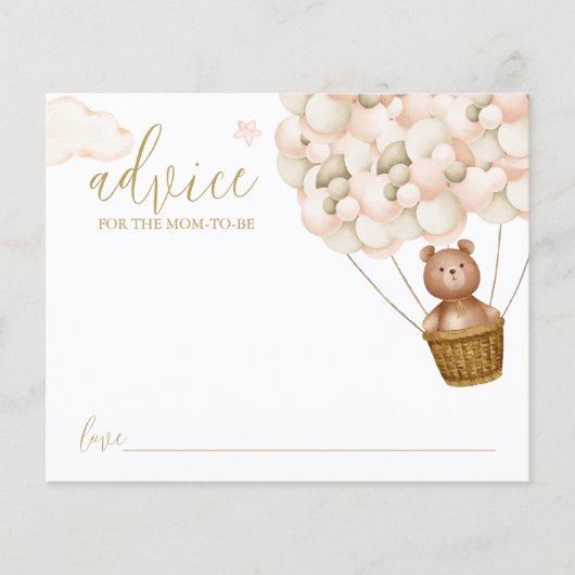Advies voor mama teddybeer babyshower kaart (Voorkant)