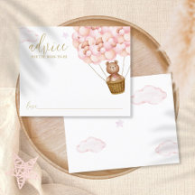 Advies voor mama teddybeer roze babyshower kaart