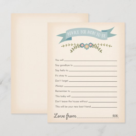 Advies voor mammie-om-Baby shower game Kaart (Voorkant / Achterkant)