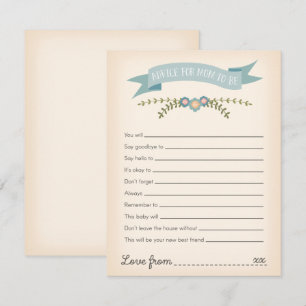 Advies voor mammie-om-Baby shower gamekaart Kaart