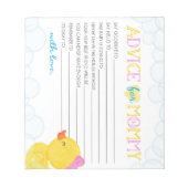 Advies voor Mom Girl Rubber Duck Baby shower Advie Notitieblok (Voorkant)