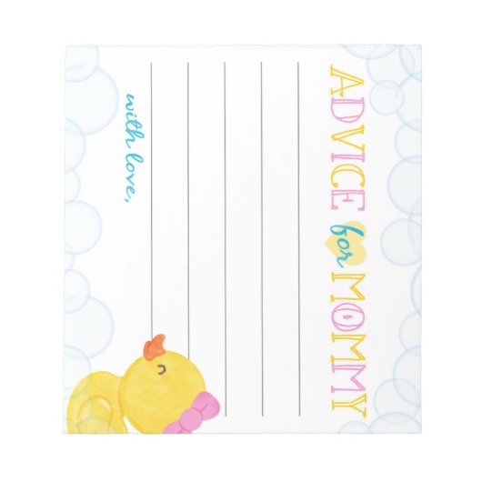 Advies voor Mom Girl Rubber Duck Baby shower Advie Notitieblok (Voorkant)