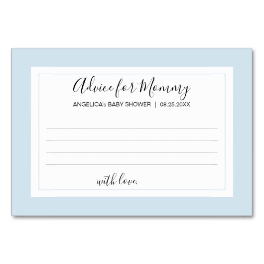 ADVIES VOOR MOMMY Blue White BOY Baby shower Kaart (Voorkant)