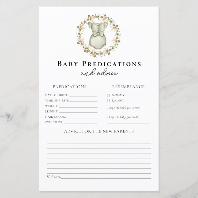 Advies voor Ouders Boho Meisje Baby shower Game (Voorkant)