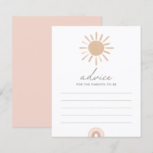 Advies voor ouders Boho Sunshine Baby shower Game (Voorkant / Achterkant)