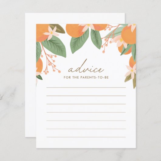 Advies voor ouders Citrus Baby shower Game (Voorkant / Achterkant)