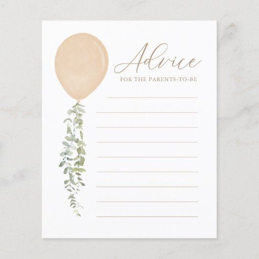 Advies voor Ouders Gold Ballon Baby shower Game (Voorkant)