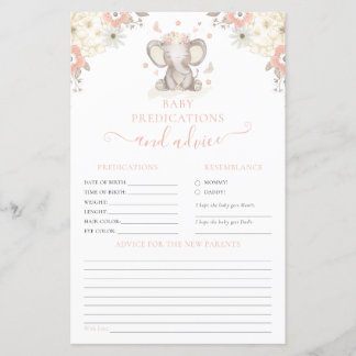 Advies voor Ouders Olifant Meisje Baby Shower Spel