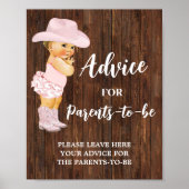 Advies voor Ouders om Cowgirl Baby shower teken te Poster (Voorkant)