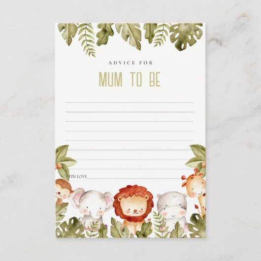 Advies voor tropische Safari-dieren voor Baby show Informatiekaartje (Voorkant)