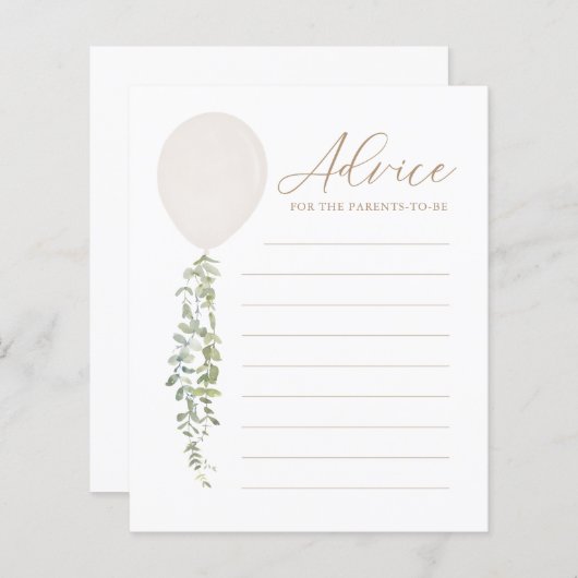 Advies voor White Balloon Baby shower Game van oud (Voorkant / Achterkant)