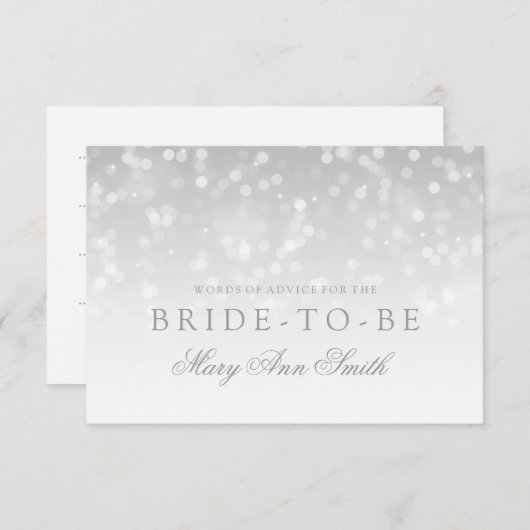 Advies Vrijgezellenfeest Silver Bokeh Sparkle Ligh Kaart (Voorkant / Achterkant)
