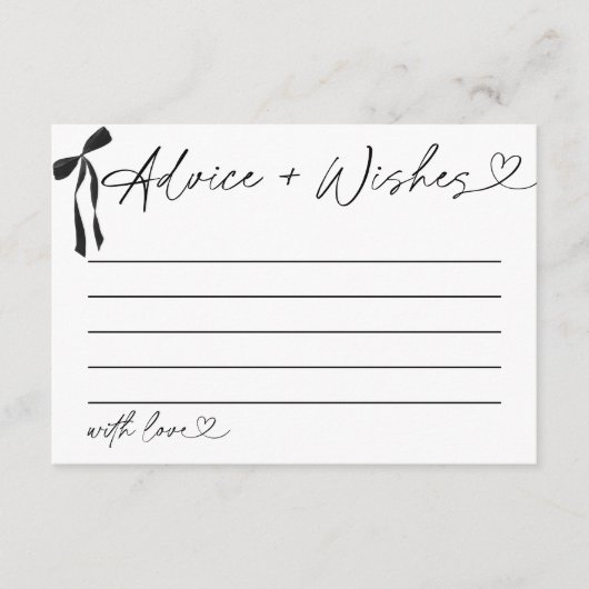 Advies & Wens Douche Spel Zwart Bow Informatiekaartje (Voorkant)