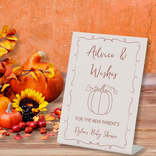 Advies & Wens Herfst Herfst Pompoen Baby shower Reclamebord Met Voetstuk