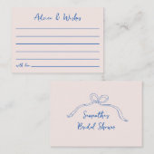 Advies & wensen Blue Bow Hand getrokken Vrijgezell Notitiekaartje (Voorkant / Achterkant)