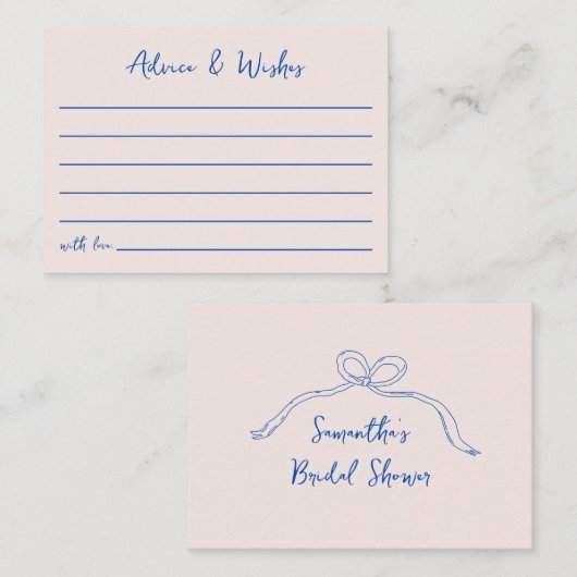 Advies & wensen Blue Bow Hand getrokken Vrijgezell Notitiekaartje (Voorkant / Achterkant)