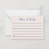 Advies & wensen Blue Bow Hand getrokken Vrijgezell Notitiekaartje (Voorkant)