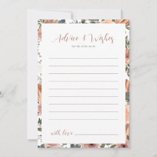 Advies & Wensen Blush Bloemen Herfst Vrijgezellenf Kaart (Voorkant)