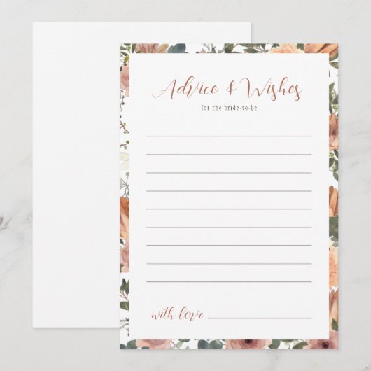 Advies & Wensen Blush Bloemen Herfst Vrijgezellenf Kaart (Voorkant / Achterkant)