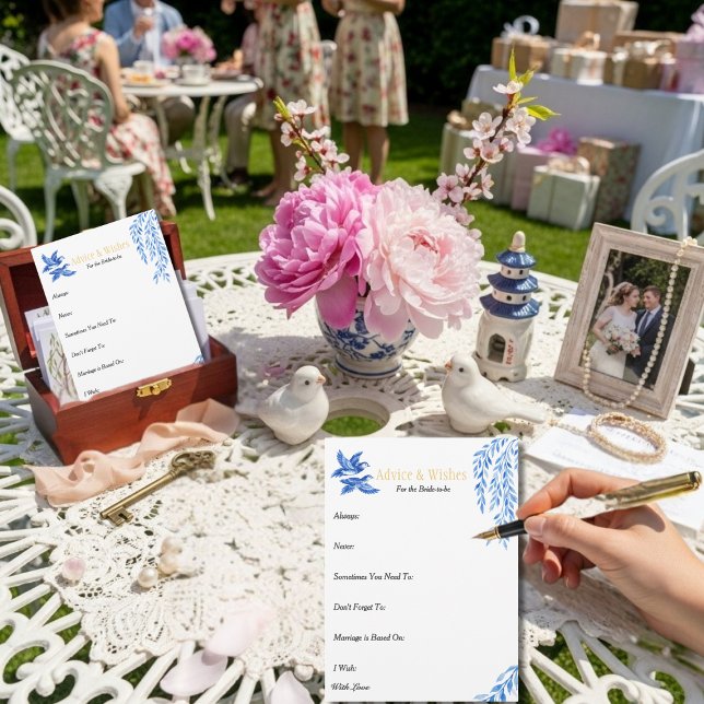 Advies & Wensen  Bruidsdouche Blauwe Chinoiserie (
Advice & Wishes Bridal shower Blue Chinoiserie)