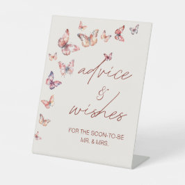 Advies & Wensen Bruiloft Bridal Shower Boho Vlinde Reclamebord Met Voetstuk