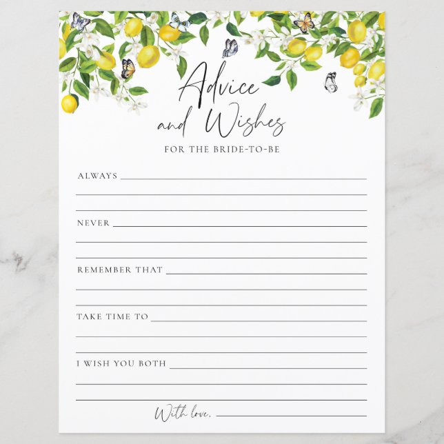 Advies Wensen Citroen Vrijgezellenfeest Spel (Voorkant)