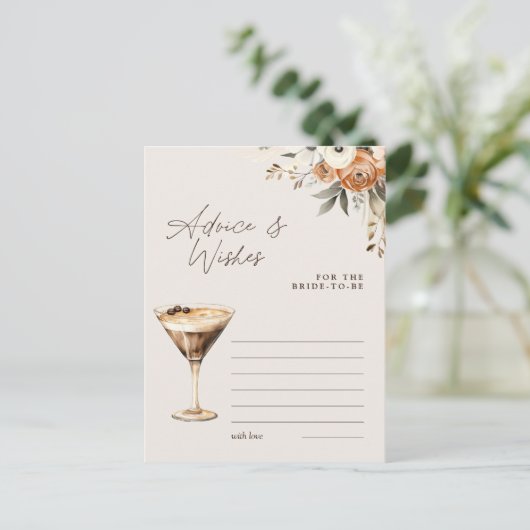 Advies & wensen Espresso Martini Douche Spel Briefkaart (Staand voorkant)