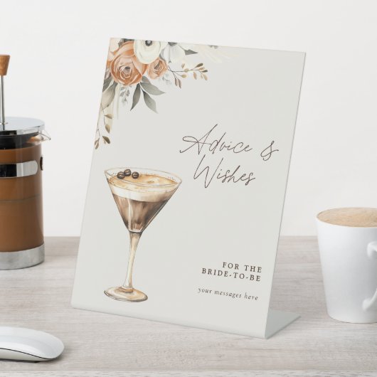 Advies & wensen Espresso Martini Vrijgezellenfeest Reclamebord Met Voetstuk (Insitu)