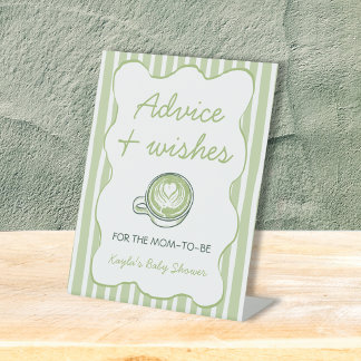 Advies & Wensen Matcha Groene Thee Baby Borrel Reclamebord Met Voetstuk