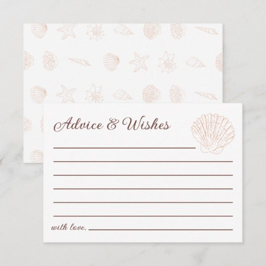 Advies & wensen Seashell Ocean Baby shower Notitiekaartje (Voorkant / Achterkant)