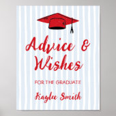 Advies & wensen voor Afstuderen 2025 Rood & Blauw Poster (Voorkant)