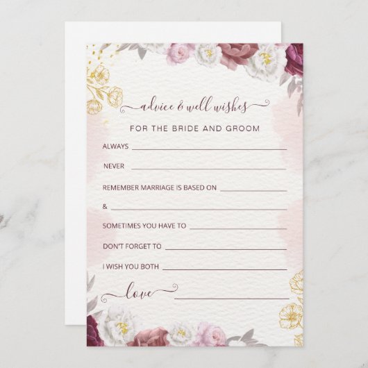Advies & wensen voor bruid en bruidegom feestdagenkaart (Voorkant / Achterkant)