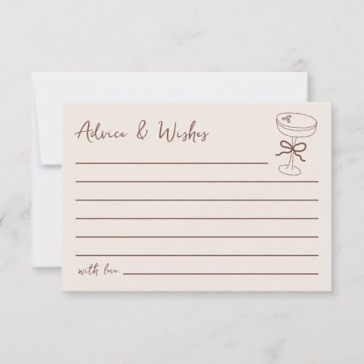 Advies & wensen voor bruid espresso martini notitiekaartje (Voorkant)