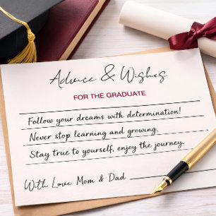 Advies & Wensen Voor Het Afstuderen Afstudeerfeest Notitiekaartje