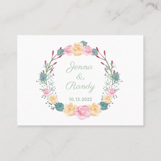 Advies Wensen Waterverf Bloemen Trouwkaarten Visitekaartje (Achterkant)