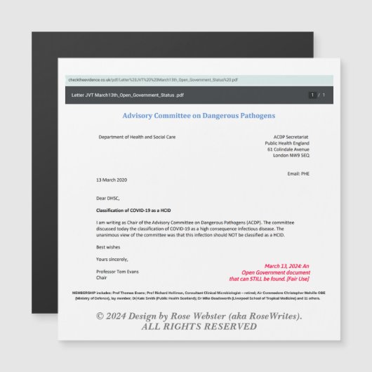 Adviescommissie van RoseWrites Magnetic Kaart (Voorkant / Achterkant)