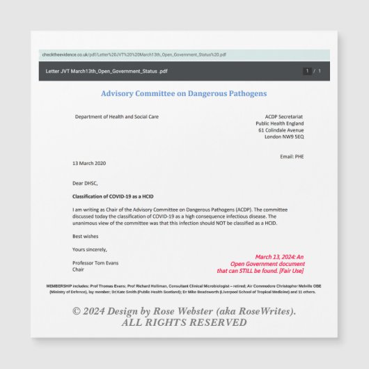 Adviescommissie van RoseWrites Magnetic Kaart (Voorkant)