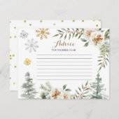 Advieskaart Winter Witte Bloemige Dennenbomen Informatiekaartje (Voorkant / Achterkant)