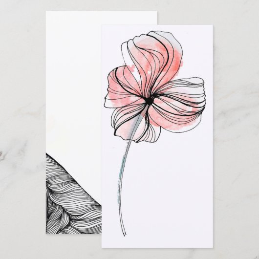Advieskaarten - Delicate bloem met abstracte lijne (Voorkant / Achterkant)