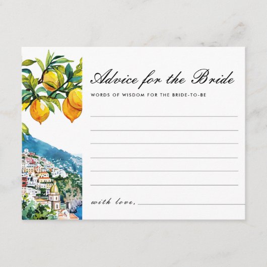 Adviezen Amalfi Lemon Vrijgezellenfeest Informatiekaartje (Voorkant)