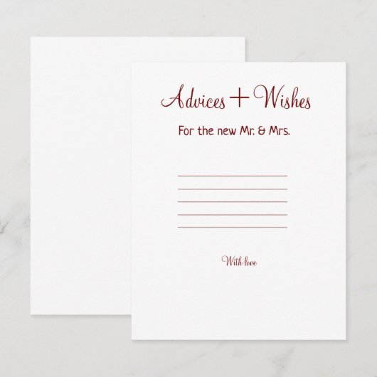 Adviezen en wensen Bruiloft Feestpaar Voeg naam to Notitiekaartje (Voorkant / Achterkant)