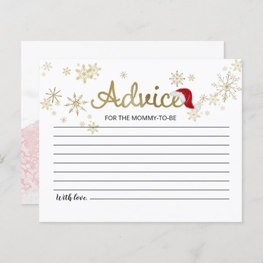 Adviezenkaarten voor de Santa Baby Budget Baby sho (Voorkant / Achterkant)