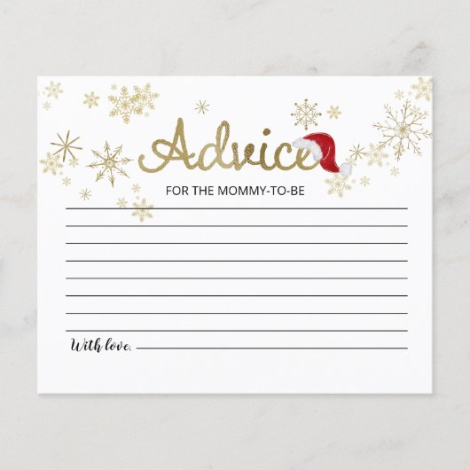 Adviezenkaarten voor de Santa Baby Budget Baby sho (Voorkant)