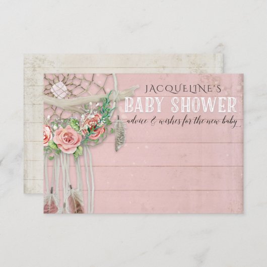 Adviseer BOHO Dream Catcher Feather Baby shower Kaart (Voorkant / Achterkant)