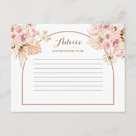 Advisekaart Roze Floral Boho Pampas Grass Informatiekaartje