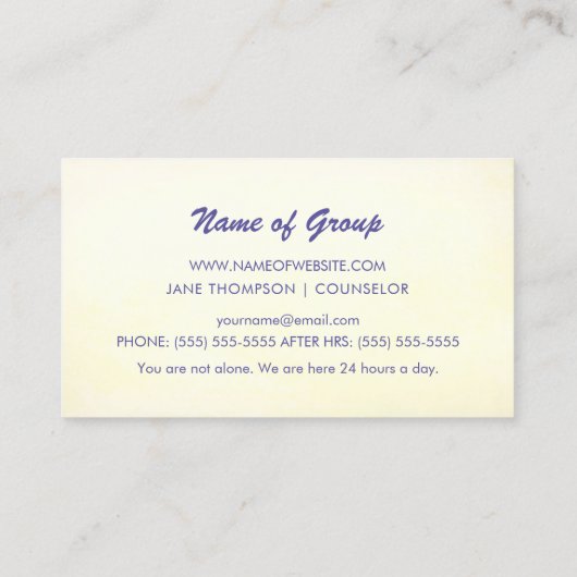 Adviseur van de steungroep huiselijk geweld visitekaartje (Achterkant)