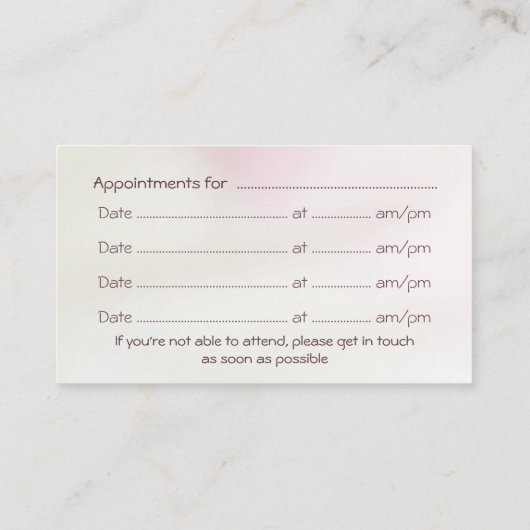 Adviseur, zalm roze satijn effect afsprakenkaartje (Achterkant)